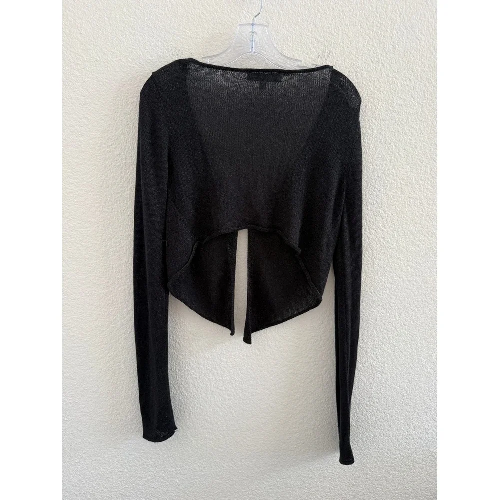 Urban Outfitters Black Metallic Shimmer Cropped Cardigan Single Button Size M